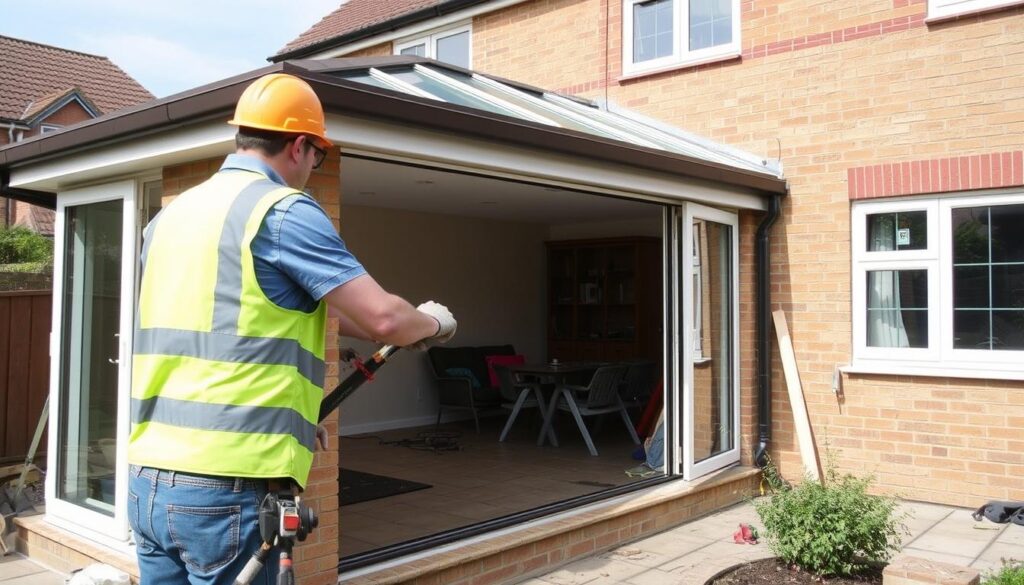 A detailed breakdown of professional patio extension installation costs, featuring a clean, modern layout with a focus on the key pricing factors. The image showcases a stylized visual representation of the various cost components, such as materials, labor, permits, and additional features. The scene is captured in a warm, natural lighting, creating a welcoming and informative atmosphere. The composition emphasizes the clarity and organization of the information, making it easy for the viewer to understand the full scope of patio extension pricing. The overall aesthetic is polished and professional, aligning with the article's objective of providing a comprehensive cost guide. A detailed breakdown of professional patio extension installation costs, featuring a clean, modern layout with a focus on the key pricing factors. The image showcases a stylized visual representation of the various cost components, such as materials, labor, permits, and additional features. The scene is captured in a warm, natural lighting, creating a welcoming and informative atmosphere. The composition emphasizes the clarity and organization of the information, making it easy for the viewer to understand the full scope of patio extension pricing. The overall aesthetic is polished and professional, aligning with the article's objective of providing a comprehensive cost guide.