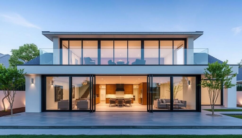 A luxurious two-story addition with a modern, open-concept design. The foreground showcases a detailed breakdown of construction costs, including foundation, framing, roofing, and finishing touches. The middle ground features a sleek, minimalist exterior with large windows, providing ample natural light. In the background, a lush, manicured garden setting complements the elegant architectural style. The lighting is soft and warm, creating a serene, high-end ambiance. The camera angle is slightly elevated, giving a comprehensive view of the addition and its surrounding environment. A luxurious two-story addition with a modern, open-concept design. The foreground showcases a detailed breakdown of construction costs, including foundation, framing, roofing, and finishing touches. The middle ground features a sleek, minimalist exterior with large windows, providing ample natural light. In the background, a lush, manicured garden setting complements the elegant architectural style. The lighting is soft and warm, creating a serene, high-end ambiance. The camera angle is slightly elevated, giving a comprehensive view of the addition and its surrounding environment.