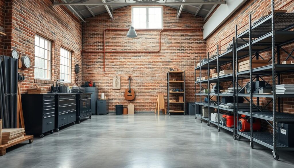 A modern, well-lit workshop interior with an exposed brick wall, polished concrete floor, and sleek metal shelving units. In the foreground, a detailed breakdown of the key cost factors for a garage extension project, presented on a digital tablet or touchscreen display. The factors are visually organized and color-coded, highlighting construction materials, labor costs, permits, and additional features like windows, lighting, and insulation. The middle ground shows a partially constructed garage frame, hinting at the physical work involved. The background features an array of tools, power equipment, and building materials, conveying a sense of an active construction site. The overall mood is informative, practical, and visually engaging. A modern, well-lit workshop interior with an exposed brick wall, polished concrete floor, and sleek metal shelving units. In the foreground, a detailed breakdown of the key cost factors for a garage extension project, presented on a digital tablet or touchscreen display. The factors are visually organized and color-coded, highlighting construction materials, labor costs, permits, and additional features like windows, lighting, and insulation. The middle ground shows a partially constructed garage frame, hinting at the physical work involved. The background features an array of tools, power equipment, and building materials, conveying a sense of an active construction site. The overall mood is informative, practical, and visually engaging.