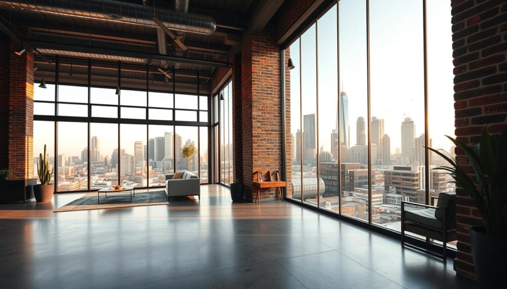 A sprawling skyline of Johannesburg's iconic skyscrapers, with a close-up focus on a modern loft conversion project in the foreground. The space is bathed in warm, natural lighting filtering through large windows, highlighting the sleek, industrial-chic design elements - exposed brick walls, polished concrete floors, and minimalist furniture. In the middle ground, detailed cost breakdowns for various loft conversion components are displayed on a holographic display, providing a comprehensive regional pricing guide for the Gauteng area, including Sandton, Midrand, and Pretoria. The overall atmosphere conveys a sense of urban sophistication and practical, data-driven decision-making.