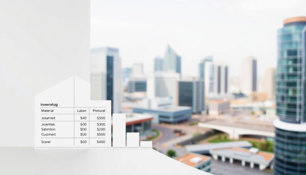 A detailed breakdown of the costs associated with drywall installation in Johannesburg, Sandton, and Pretoria. The image showcases a clean, minimalist design with a light, airy atmosphere. In the foreground, a crisp, technical illustration displays the different cost components, such as material, labor, and equipment. The middle ground features clean, architectural lines and geometric shapes, representing the structure of a building. In the background, a blurred cityscape of the three regions, with modern high-rises and infrastructure, sets the context. The lighting is soft and even, emphasizing the technical nature of the information. The overall mood is informative and professional, guiding the viewer through the regional drywall installation cost breakdown.