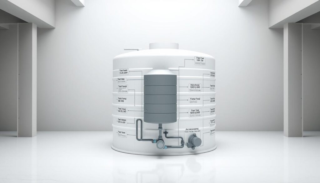 Detailed water tank installation cost breakdown, showcasing a comprehensive visual representation of the various components and their associated expenses. A crisp, high-resolution image with a clean, minimalist design. The foreground features a meticulously labeled schematic of a water tank, highlighting key elements such as the tank, plumbing, valves, and accessories, each with their respective cost breakdowns. The middle ground presents a clean, white background with a subtle grid pattern, allowing the cost information to be displayed in a clear, organized manner. The background subtly suggests an architectural or engineering setting, with muted tones and subtle gradients to create a sense of depth and professionalism. Lighting is soft and evenly distributed, creating a balanced and visually appealing composition. Detailed water tank installation cost breakdown, showcasing a comprehensive visual representation of the various components and their associated expenses. A crisp, high-resolution image with a clean, minimalist design. The foreground features a meticulously labeled schematic of a water tank, highlighting key elements such as the tank, plumbing, valves, and accessories, each with their respective cost breakdowns. The middle ground presents a clean, white background with a subtle grid pattern, allowing the cost information to be displayed in a clear, organized manner. The background subtly suggests an architectural or engineering setting, with muted tones and subtle gradients to create a sense of depth and professionalism. Lighting is soft and evenly distributed, creating a balanced and visually appealing composition.