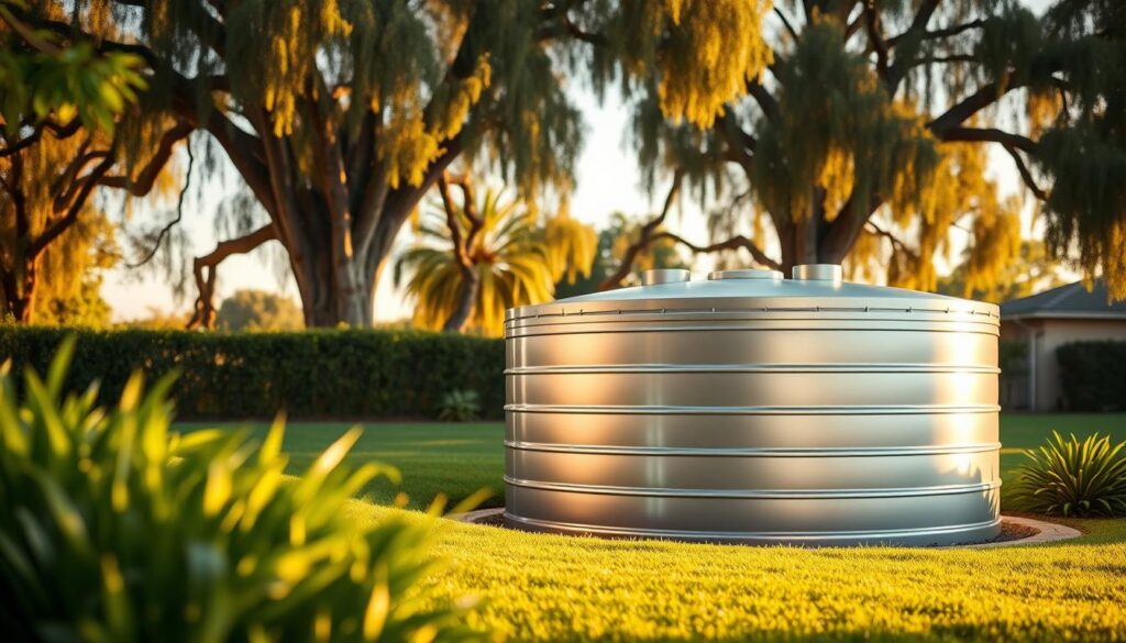 A modern, well-designed Jojo water tank nestled amidst lush greenery, surrounded by a tranquil suburban landscape. The tank's sleek, cylindrical form shines under the warm, golden sunlight, casting soft shadows on the manicured lawn. In the background, towering oak trees sway gently, adding depth and a sense of serenity to the scene. The overall composition conveys a harmonious integration of functional water storage and the natural beauty of a Sandton property, showcasing a reliable and aesthetically pleasing water management solution. A modern, well-designed Jojo water tank nestled amidst lush greenery, surrounded by a tranquil suburban landscape. The tank's sleek, cylindrical form shines under the warm, golden sunlight, casting soft shadows on the manicured lawn. In the background, towering oak trees sway gently, adding depth and a sense of serenity to the scene. The overall composition conveys a harmonious integration of functional water storage and the natural beauty of a Sandton property, showcasing a reliable and aesthetically pleasing water management solution.