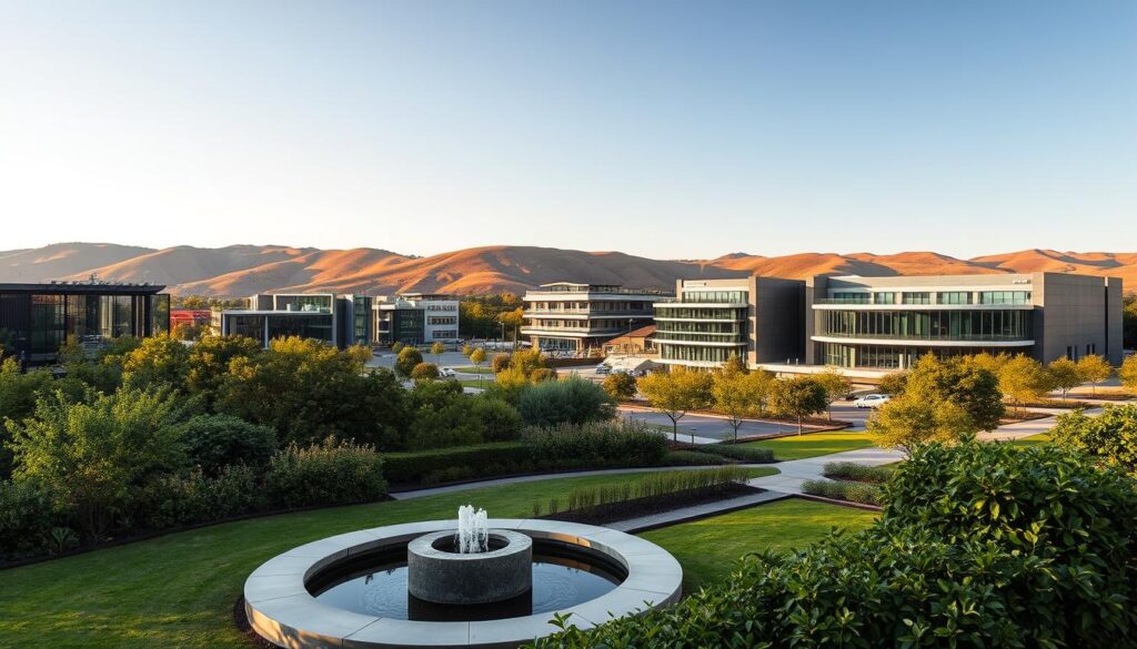 A picturesque view of Midrand, South Africa, showcasing the area's distinctive granite architecture. In the foreground, a well-manicured garden with lush greenery and a contemporary water feature. The middle ground depicts a series of sleek, modern buildings with clean lines and a mix of glass, steel, and granite facades. In the background, a gentle rolling hill landscape provides a natural backdrop, bathed in warm, golden afternoon light. The scene conveys a sense of sophistication, innovation, and harmonious integration with the surrounding environment. A picturesque view of Midrand, South Africa, showcasing the area's distinctive granite architecture. In the foreground, a well-manicured garden with lush greenery and a contemporary water feature. The middle ground depicts a series of sleek, modern buildings with clean lines and a mix of glass, steel, and granite facades. In the background, a gentle rolling hill landscape provides a natural backdrop, bathed in warm, golden afternoon light. The scene conveys a sense of sophistication, innovation, and harmonious integration with the surrounding environment.