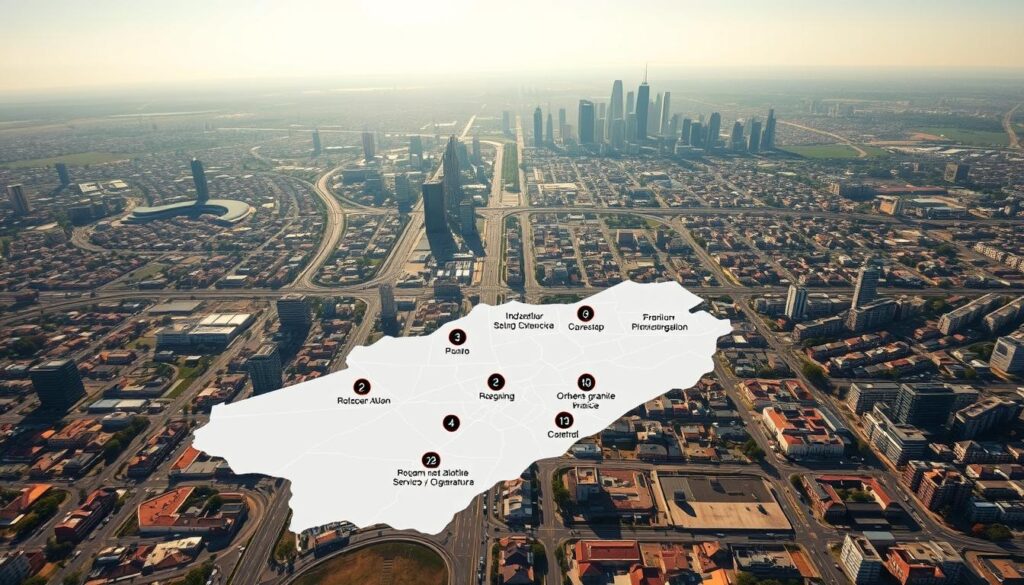 A sweeping aerial view of the bustling Johannesburg metropolis, its diverse neighborhoods and suburbs spread out below. A crisp, sunny day with soft, directional lighting illuminating the urban landscape. In the foreground, a detailed map of the city's boundaries and major districts, rendered in a clean, minimalist style. The middle ground features a series of annotated icons denoting service areas, delivery zones, and availability timelines for a premium granite installation service. In the background, the iconic Johannesburg skyline rises, its towering skyscrapers and distinctive architecture serving as a backdrop to this comprehensive service overview. A sweeping aerial view of the bustling Johannesburg metropolis, its diverse neighborhoods and suburbs spread out below. A crisp, sunny day with soft, directional lighting illuminating the urban landscape. In the foreground, a detailed map of the city's boundaries and major districts, rendered in a clean, minimalist style. The middle ground features a series of annotated icons denoting service areas, delivery zones, and availability timelines for a premium granite installation service. In the background, the iconic Johannesburg skyline rises, its towering skyscrapers and distinctive architecture serving as a backdrop to this comprehensive service overview.