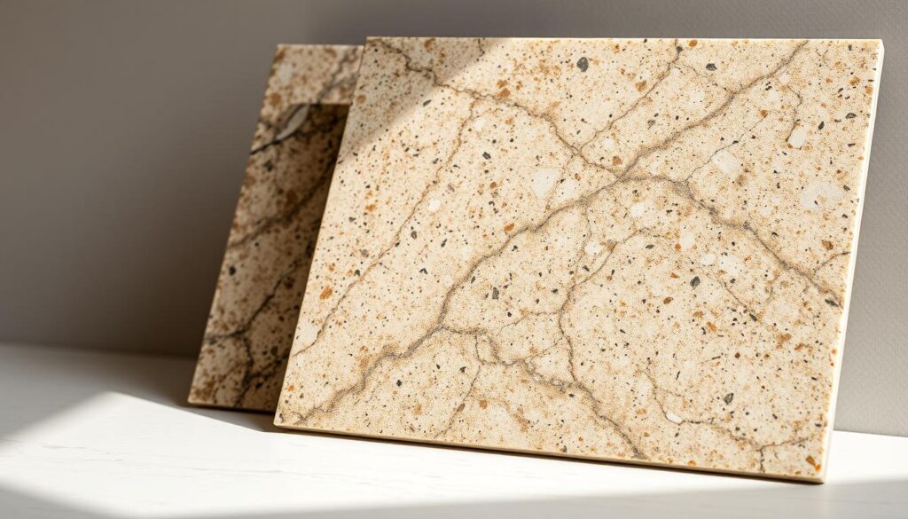 A well-lit, high-resolution close-up photograph of a range of premium quartz countertop materials, displaying a variety of colors, patterns, and textures. The quartz samples are neatly arranged on a clean, neutral background, allowing the natural beauty and quality of the materials to be the focus. Lighting is soft and diffused, creating a warm, inviting atmosphere that showcases the subtle nuances and depth of the quartz. The image captures the luxurious and durable nature of quartz, making it an ideal choice for high-end granite countertop services. A well-lit, high-resolution close-up photograph of a range of premium quartz countertop materials, displaying a variety of colors, patterns, and textures. The quartz samples are neatly arranged on a clean, neutral background, allowing the natural beauty and quality of the materials to be the focus. Lighting is soft and diffused, creating a warm, inviting atmosphere that showcases the subtle nuances and depth of the quartz. The image captures the luxurious and durable nature of quartz, making it an ideal choice for high-end granite countertop services.